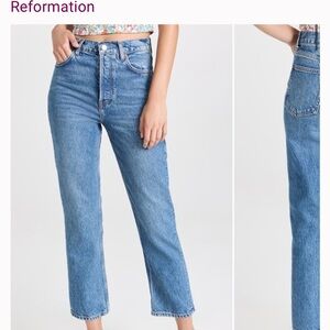Reformation Cynthia Straight High Rise Cropped Jeans 24